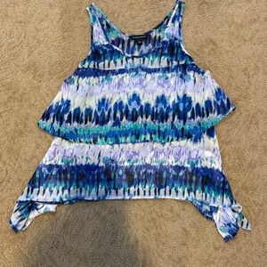 Rock & Republic Womens Patterned Tiered Flowy Hem Tunic Tank Top, Small